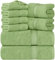 Utopia Towels Ensemble de Serviettes 8 pièces; 2 Serviettes de Bain, 2 essuie-Mains et 4 débarbouillettes - Coton - Qualité d'hôtel, Super Doux et très Absorbant (Vert Sauge)