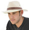 Dannii Matthews Stylish Men's Cotton Fedora with Brown Faux Leather Band, Natural, 57cm