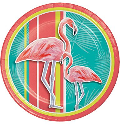 8 Assiettes en carton Flamant Rose 22 cm