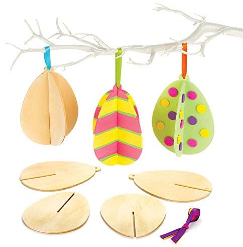 Baker Ross 3D-Ostereier aus Holz – Perfekt als Ostergeschenk oder als kleine Party-Überraschung für Kinder (6 Stück)