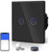 BSEED Interruptor de Luz Táctil Inteligente WIFI, Interruptor Táctil de Pared con Panel de Cristal Compatible con Alexa/Tuya/Smart Life (Requiere Cable Neutro) 2 Gang 1 Vía Negro