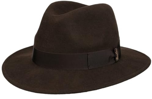 Borsalino Piemonte Traveller Wollhut Wollfilzhut Filzhut Damen/Herren - Made in Italy mit Ripsband, Ripsband Winter Herbst-Winter - 58 cm braun