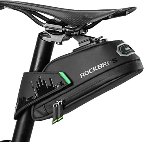 ROCKBROS Fahrrad Satteltasche Fahrradtasche für MTB Rennrad Wasserdicht Stoßfest Sitztasche Schwarz 1L/ 1,5L mit Rücklichthalter