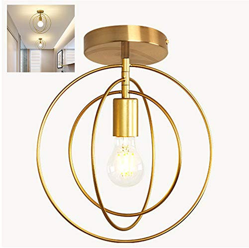Chao Zan Deckenleuchte E27 Modern Kreative Vintage Metall Lampenschirm Deckenlampe Innenbeleuchtung Pendelleuchte Gold Dekoration,für Eingang,Esszimmer,Flur,Schlafzimmer,Gang, Bar,Wohnzimmer,Cafe.