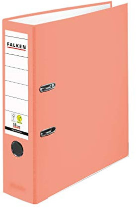 Original Falken PP-Color Kunststoff-Ordner. Made in Germany. 8 cm breit DIN A4 lachs Ringordner Vegan Aktenordner Briefordner Büroordner Plastikordner Schlitzordner