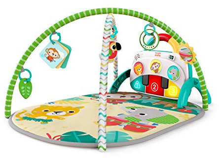Bright Starts, 4-in-1 Groovin’ Kicks Tropical Safari Spieldecke mit Klavier und Trommel, Mehrfarbig