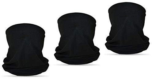 3er-Set / 3 Stück Multifunktionstuch Schlauchschal Gesichts- & Mundschutz Läufer Kopfbedeckung Schlauchtuch Maske Fahrrad Sturmhaube Sport Halstuch Bikertuch Kopftuch einfarbig Uni-Schwarz Black