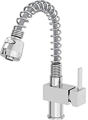SÄUBER® Aarau Kitchen Sink Mixer Tap Pull Out Spray Head Swivel Spout Brass Body Single Lever Handle for Sinks Taps Faucet Modern Square, Chrome