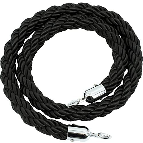 Twisted Barrier Rope Queue Divider Crowd Control Stanchion Queue 1.5m Black