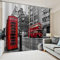 NBVGHJ London Bus Glockenturm Fenster Verdunkelungsvorhänge Volant Wohnzimmer Schlafzimmer Vorhänge Rote Telefonzelle Dekor Vorhänge (B) 220×(H) 230cm
