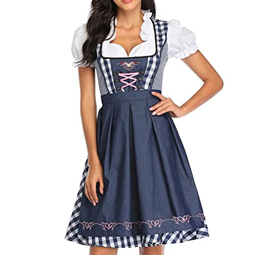 Chiyyak Dirndl-klänning för kvinnor, Oktoberfest kostym, klänning med förkläde, majs, uniform, kostym, öl, festival, karneval, kostym