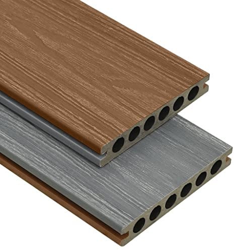 vidaXL WPC Terrassendielen mit Zubehör Komplettset Komplettbausatz Holz Diele Terrassenboden Terrassenbelag Dielen Terrasse Braun Grau 15m² 4m