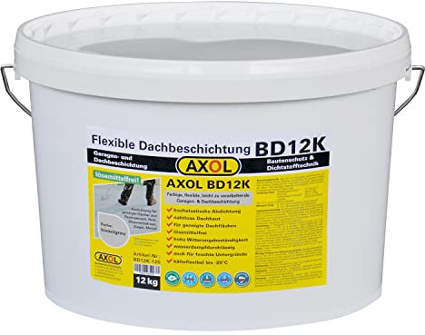 AXOL 1K Flüssigkunststoff Kieselgrau Dachsanierung 12 kg Dachfarbe Dachbeschichtung zum Abdichten von Eternit-Platten Faserzement
