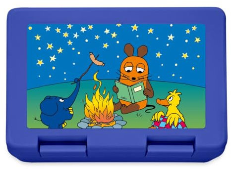 Spreadshirt Die Sendung mit der Maus Am Lagerfeuer Brotdose Lunchbox, One size, Royalblau