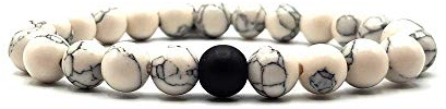 KARDINAL WEIST Onyx Howlith Armband Yin Yang, Edelstein Perlen, Natur Stein Schmuck, Freundschaftsarmband, Partnerarmband