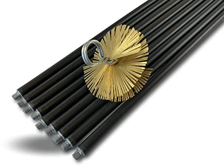 Kit de ramonage classique conduits non gainés | Hérisson acier plat | Ø 150 mm | 9 * 1,4 m | 9 cannes noires Ø 17mm creuses | Cheminées | Kibros 4KIT150ALO