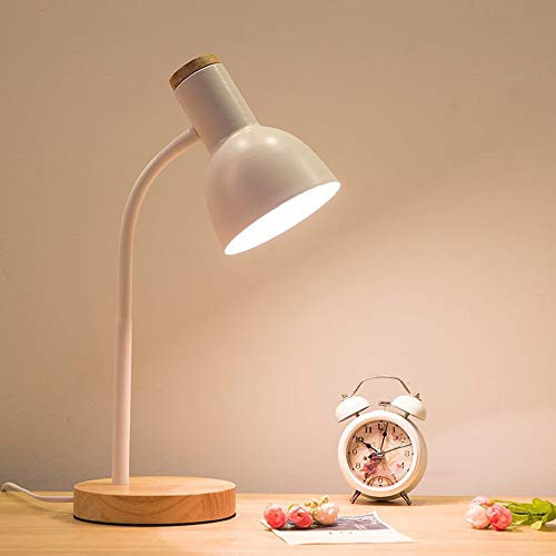 Mengjay Einfache Nordische Moderne Tischlampe, Schreibtischlampe mit E27 Lampenfassung, Tischleuchte Verstellbare, Augenschutzlampe, Schülerleselampe, Arbeitslampe, Bürolampe, Nachttischlampe