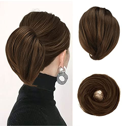 BARSDAR Haarteil Hair Extensions Haarknoten-Pferdeschwanz-Verlängerung,Gerades synthetisches Haarteil, kurzes Pferdeschwanz-Brötchen, Haarschmuck einfach Scrunchie für Frauen 4/30#