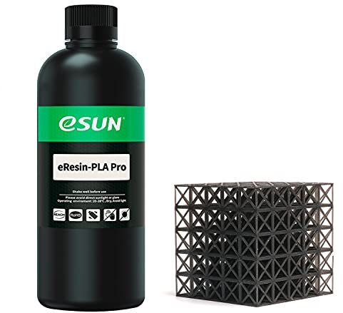 eSUN Plant-Based Pro 3D Drucker Rapid Harz, LCD UV 405nm Hochpräzises Harz auf PLA-Basis Photopolymer Harz für Monochrom Bildschirm 3D Drucker Flüssiges 3D Harz, 1000g Schwarz
