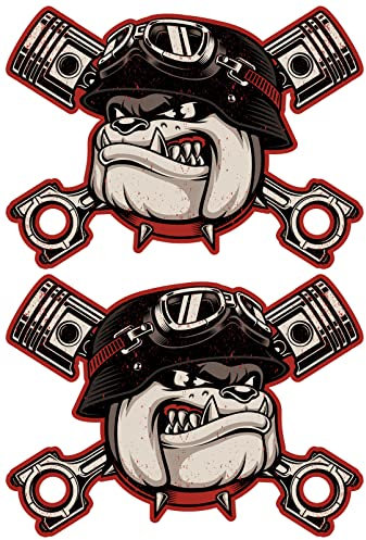 Samunshi 2X Vintage Bulldog Set Aufkleber Autoaufkleber für Motorrad Fahrrad Roller oder Auto Sticker Chopper Hot Rod Bopper Enduro Motocross Rockabilly Vinta (20x15cm 2X Vintage Bulldog Set)
