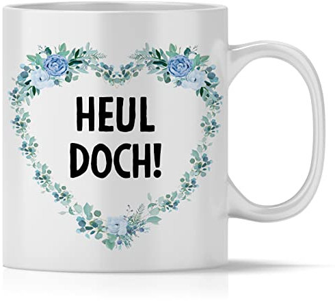 mindmonkeys® Tasse mit Spruch Heul doch Herz mit Spruch Witzig Geschenk Geschnekidee zum Geburtstag Keramik 300 ml