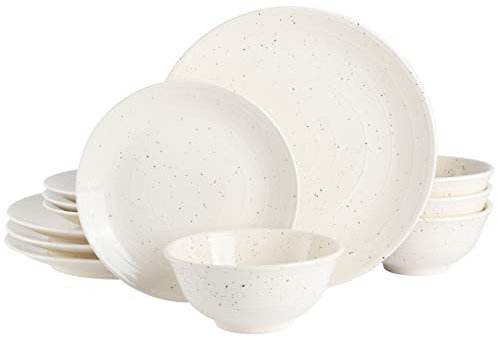 Gibson Elite Ramapo - Vajilla de 12 piezas, color liso, color blanco