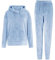 REORIA Damen Tracksuit Set Langarm Hoodie Jogger Rundhalsausschnitt Zweiteiliges Outfit Trainingsanzug Hellblau XL