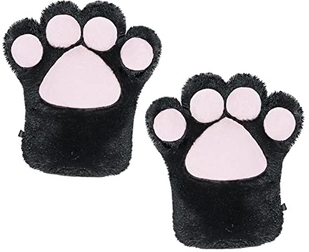 HKSICHENGKEJIUK Plush Cat Paw Gloves Cute Cat Bear Dog Claws Gloves Winter Warm Cartoon Animal Mittens Full Finger Thermal Hand Warmer Halloween Christmas Cosplay Party Costume Handwear for Adults