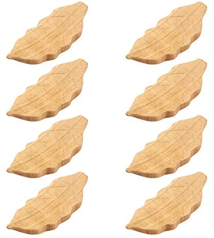 HEVSTIL Confezione da 8 bacchette in legno a forma di foglia, poggiacoltelli set di bacchette in legno poggia cucchiaio forchetta porta coltelli da tavola decorazione