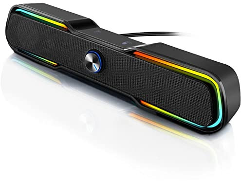 Sound Bars Soundbars PC Speaker Gaming Wired Desktop Computer Sound Bar With Stereo Sound Colorful LED Light
