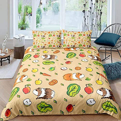 JOKITA Bettwäsche 135x200 Meerschweinchen, Winter Weiche 3D Bettzeug Set Meerschweinchen Bettwäsche-Sets, Meerschweinchen Bettbezug und 2 Kissenbezug 80x80 cm