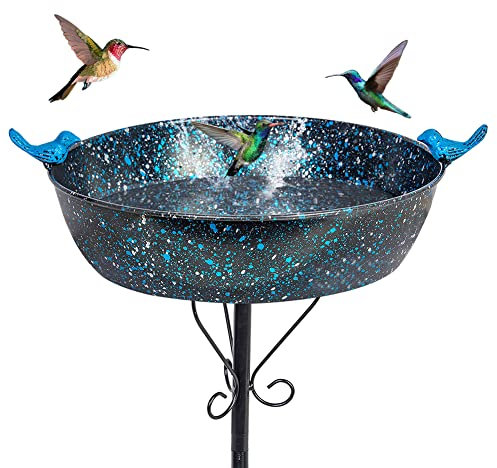 VEWOSTAR Bain d'oiseaux de Jardin en métal avec piquets Stables pour extérieur, Cour, pelouse, terrasse (7,6 cm de Profondeur x 88,9 cm de Hauteur)