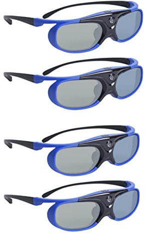 ylymes YLY300J - 144Hz DLP Link Active Shutter Rechargeable 3D Glasses for BenQ, Optoma, Dell, Acer, Viewsonic DLP Projectors. Can't Use for TVs Computer (Blue - 4 Pack)