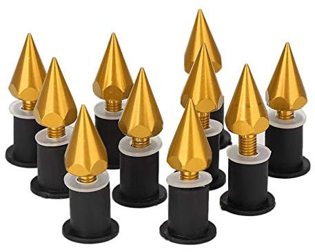 Tomotato 10 Stück Motorrad Windschild Schrauben, Universal Motorrad M5 Verkleidung Schrauben, Aluminium Windschutzscheiben Spike Bolzen für Motorräder, Fahrräder, Roller(Gold)