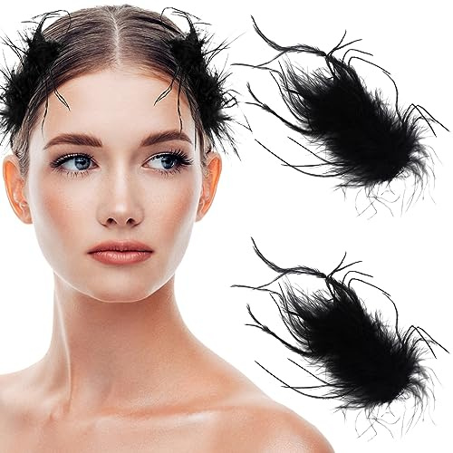 Feder-Haarspangen, schwarzer Schwan, dunkler Engel, Halloween-Kostüm, Haarschmuck für Frauen, Mädchen, Schwanensee, Kostüm, Feder-Kopfschmuck, Clips für Frauen und Mädchen, 2 Stück