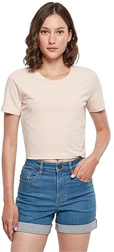 Build Your Brand Damen T-Shirt Ladies Cropped Tee pink 3XL