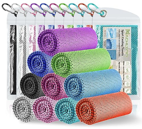 NACHLYNN Kühlendes Handtuch 10er Set, 100 x 30 cm Eiskalt Kühlen Handtuch Gym Handtuch Kühlend Mikrofaser Handtuch Cooling Towel für Fitness Sport Reise Yoga