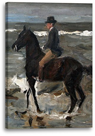 Printed Paintings Leinwandbild (20x30cm) Max Liebermann: Reiter am Strand, Leinwand auf Keilrahmen gespannt und fertig zum Aufhängen, hochwertiger Kunstdruck aus deutscher Produktion