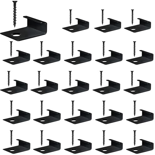 50 Stück WPC Befestigungsclips,Endklammer Decking Versteckt Anlasser Clips aus Edelstahl Versteckte Starter Befestigung Board Clip mit Selbstschneidender Schraube (Schwarz, 9mm)