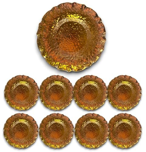 Generico 12x Sottopiatti Decorativi Bordo MARTELLATO Tondo 33 cm Natale cenone sotto Piatto Natalizio Capodanno Natale Cena Aperitivo Rosso Oro Argento Rame (Martellato Oro)