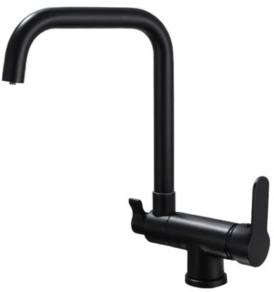XJTNLB Vorfenster Küchenarmatur Klappbar 3 Wege Wasserhahn Küche Klappbar Vorfenster Trinkwasserhahn mit 2 Hebel Mischbatterie Küchen,Schwarz