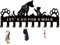 ORIGACH Katze und Hund Schlüsselhalter für Wand Haustier Schlüsselhaken mit 7 Haken Wand Montiert Schwarz Eisen Schlüsselaufhänger Wanddekoration für Haustür Eingangsbereich Flur