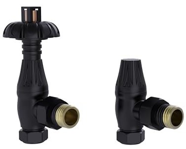 Warmehaus Thermostatic Radiator Valve Lockshield Angled Black