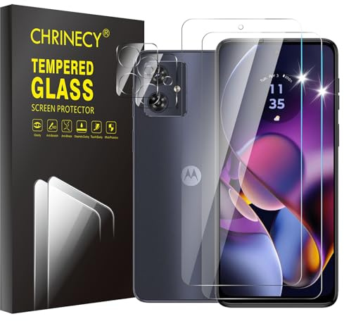 CHRINECY [2+2] 2 Piezas Protector de Pantalla para Motorola Moto G54 5G con 2 Piezas Protector de Lente de Cámara,Cristal Vidrio Templado,9H Dureza,Anti-Arañazos,Alta Definición,Transparente