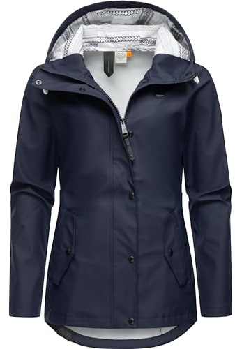 Ragwear Damen Übergangsjacke Kurzmantel Regenjacke wasserdicht (Wassersäule: 4.000 mm) mit Kapuze YM-Marge Navy24 Gr. XXL