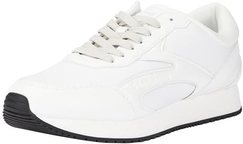 Calvin Klein Herren Runner Sneaker Retro Multilayer Schuhe, Weiß (B White/O Mushroom), 44