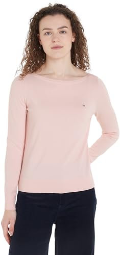 Tommy Hilfiger Co Jersey Stitch Boat-Nk Sweater Ww0Ww40099, Maglione, Donna, Rosa (Delicate Pink), L