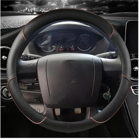 MEULE Lenkrad Abdeckung Mikrofaser-Leder-Auto-Lenkradbezug Für FIAT Für Ducato Lenkradbezug (Farbe : Coffee)