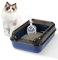 Fellie High Sided Large Cat Litter Box, Anti-Spillage, Easy to Clean Kitten Litter Tray for Cats & Rabbits, 51x34.5x17cm, Blue