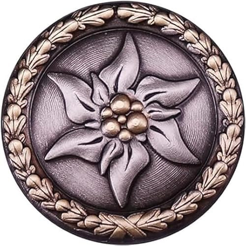 Edelweiß Brosche Anstecknadel Vintage German WWII Military Flower Brooch in Alle Abteilungen Emaille Pins Metallabzeichen für Jacken Denim Jeans Accessoires